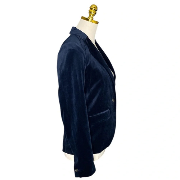 ABERCROMBIE & FITCH | Velvet Single-Breasted Navy Blazer Size 4 - Picture 4 of 10